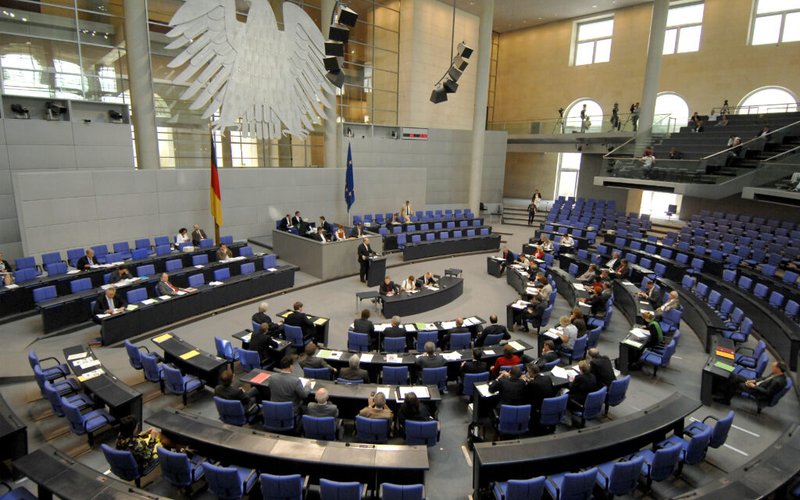 Vogelperspektive auf den Deutschen Bundestag