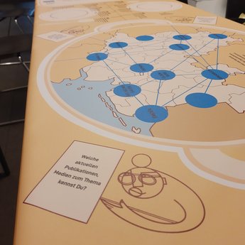 Ein Bild zeigt die Ausstellung Das Dinner